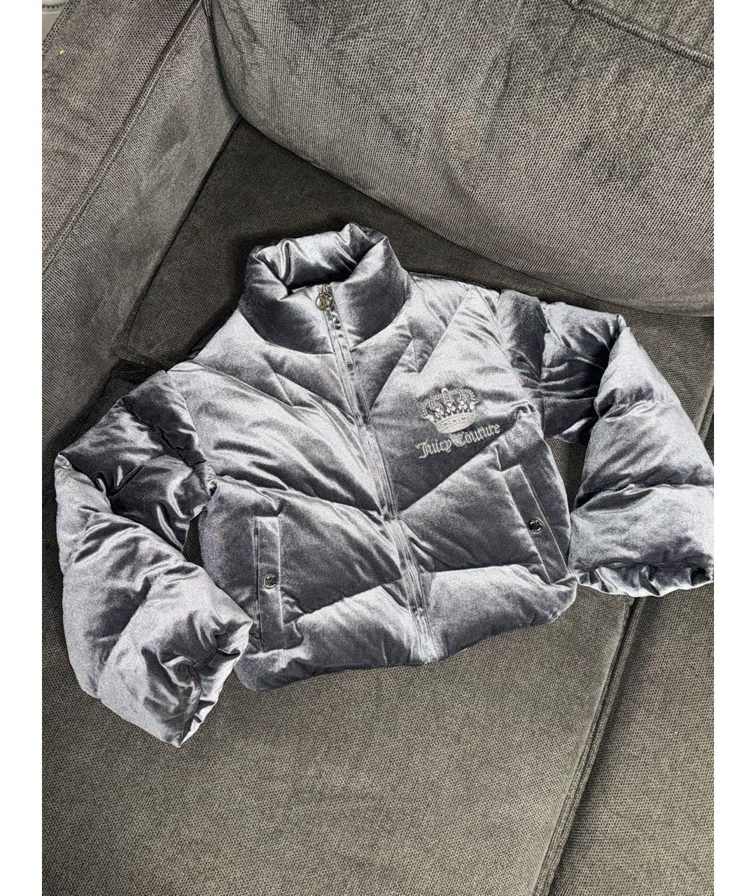 JUICY COUTURE Серый бархатный пуховик, фото 2
