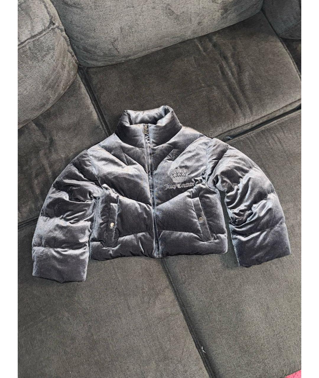 JUICY COUTURE Серый бархатный пуховик, фото 5