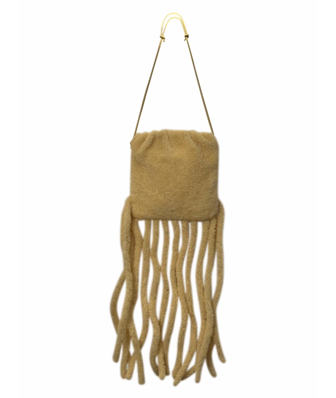 BOTTEGA VENETA Желтая меховая сумка с короткими ручками, фото 1