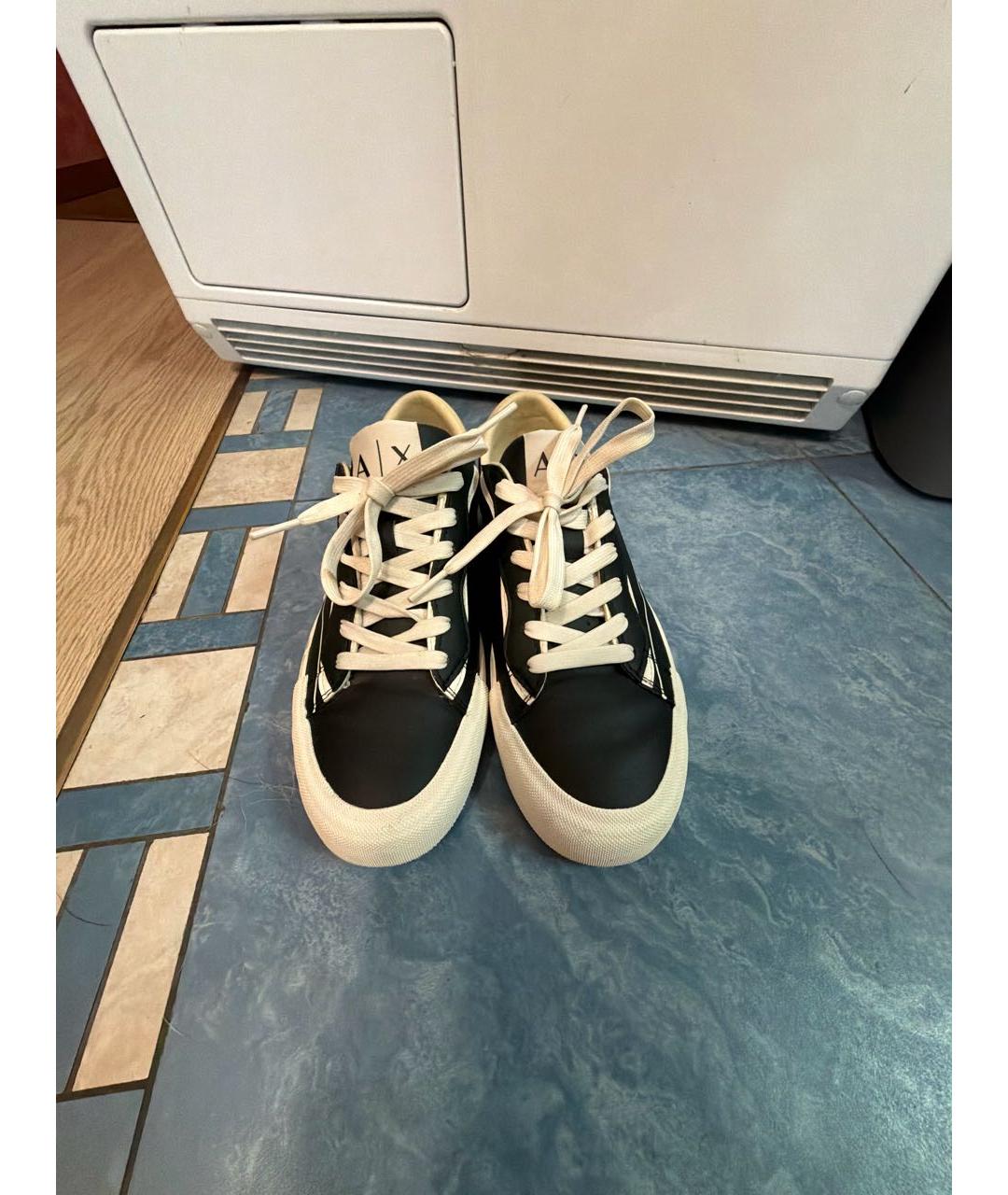 ARMANI EXCHANGE Черные кожаные кеды, фото 2