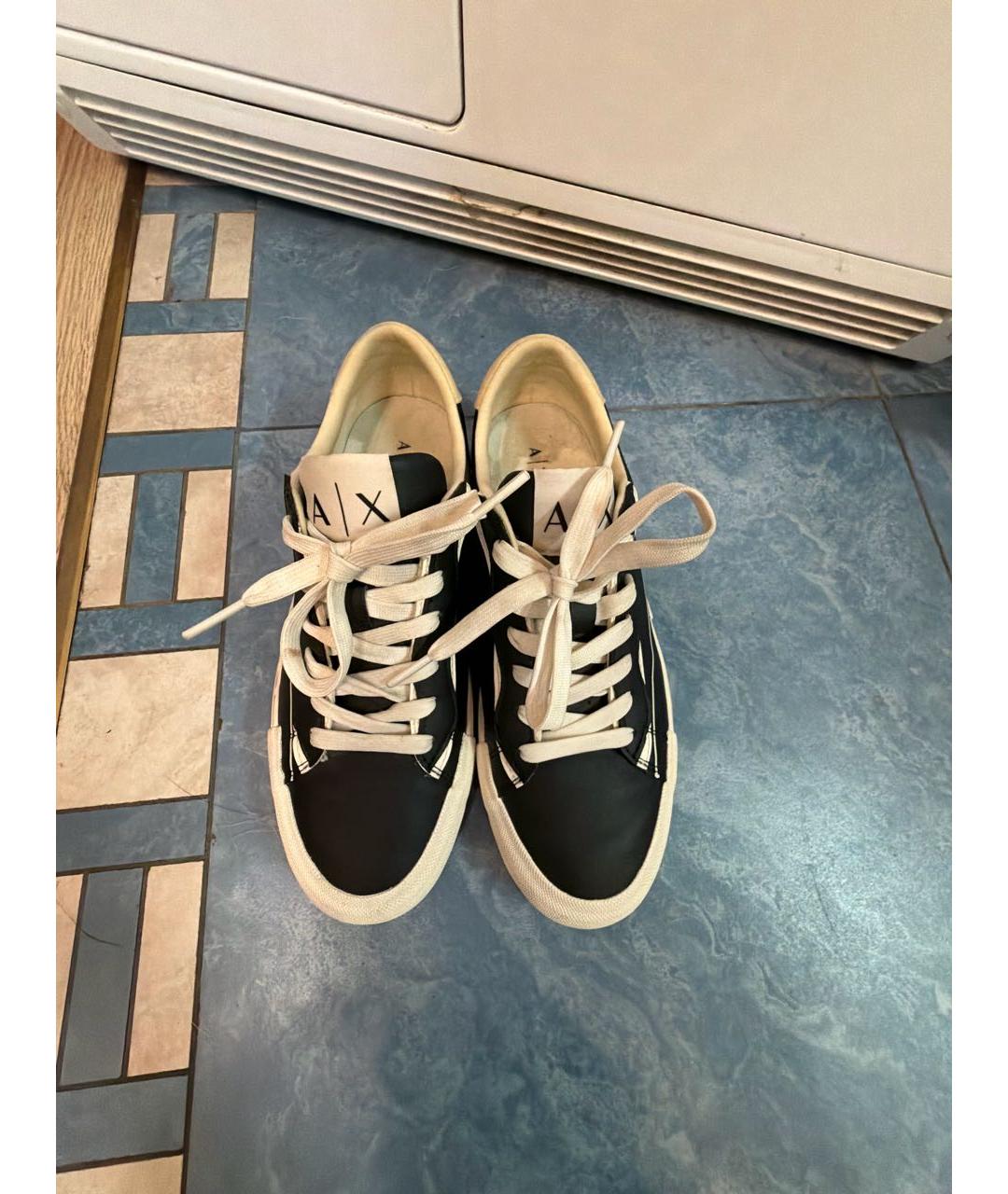 ARMANI EXCHANGE Черные кожаные кеды, фото 3