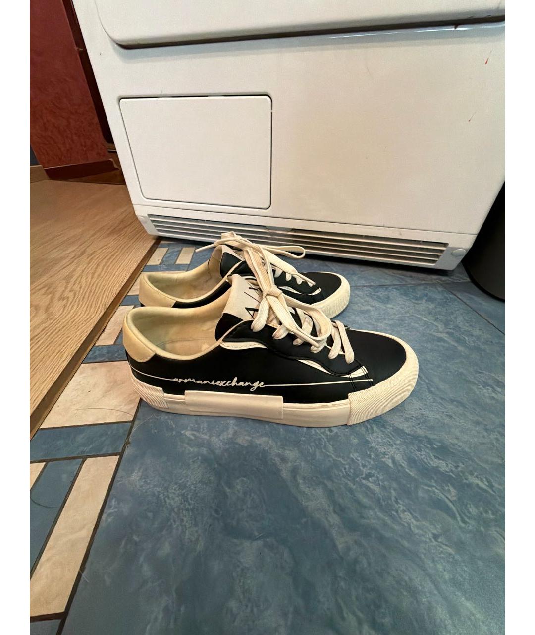 ARMANI EXCHANGE Черные кожаные кеды, фото 5