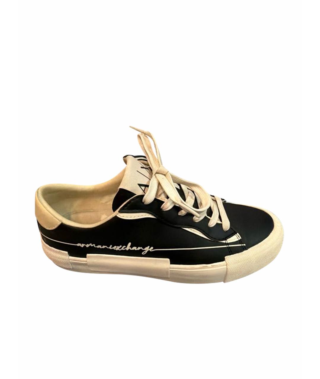 ARMANI EXCHANGE Черные кожаные кеды, фото 1