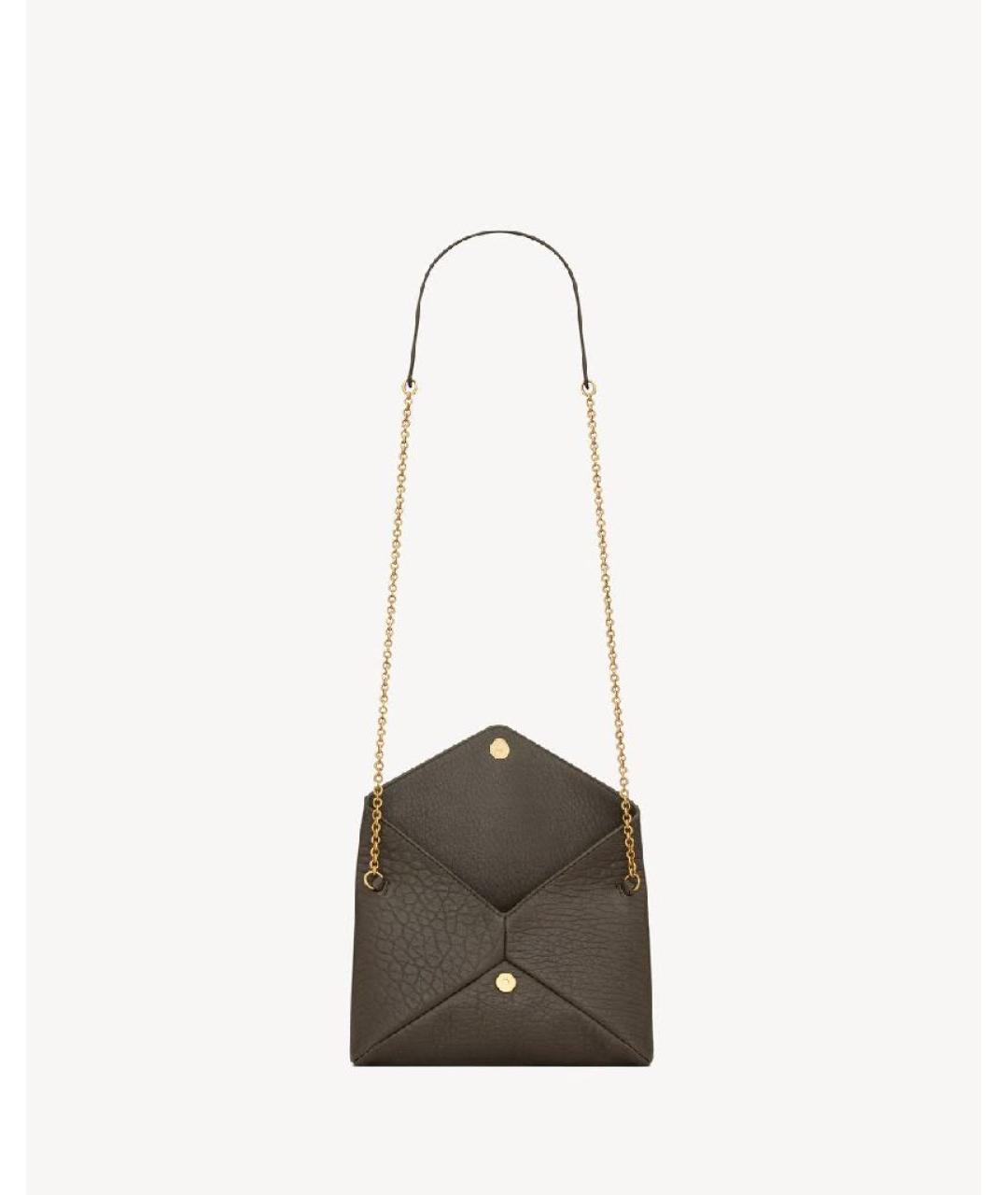 SAINT LAURENT Хаки кожаная сумка через плечо, фото 3