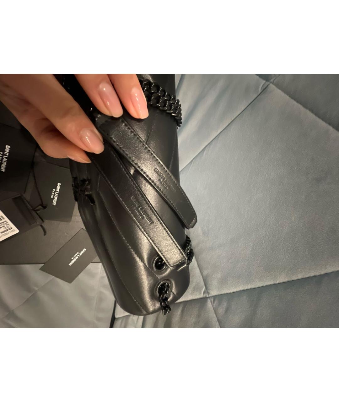 SAINT LAURENT Черная кожаная сумка через плечо, фото 8