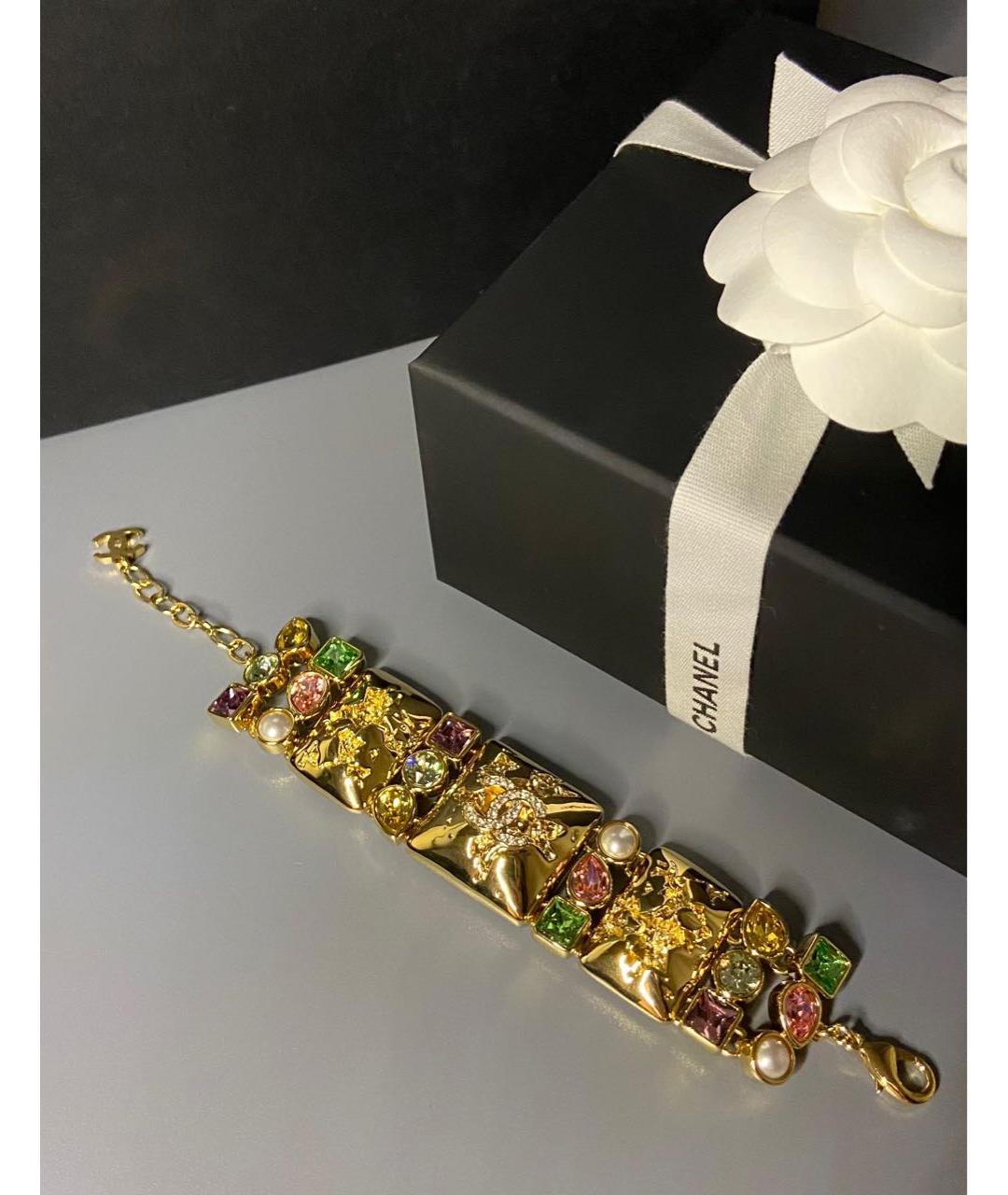 CHANEL Золотой металлический браслет, фото 2