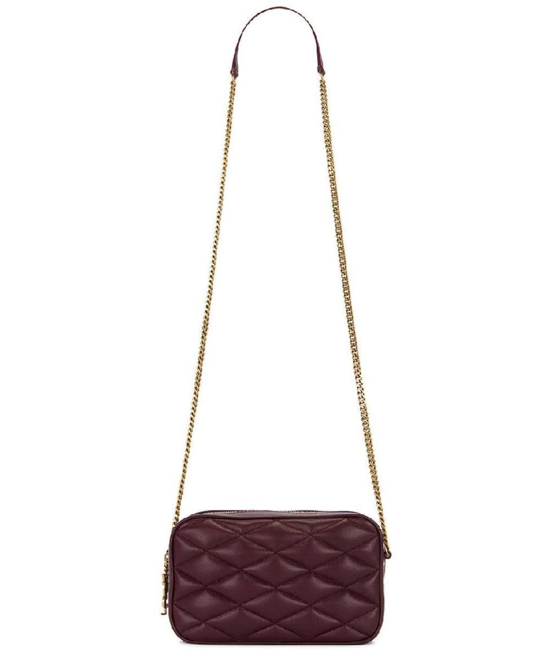 SAINT LAURENT Бордовая кожаная сумка через плечо, фото 1