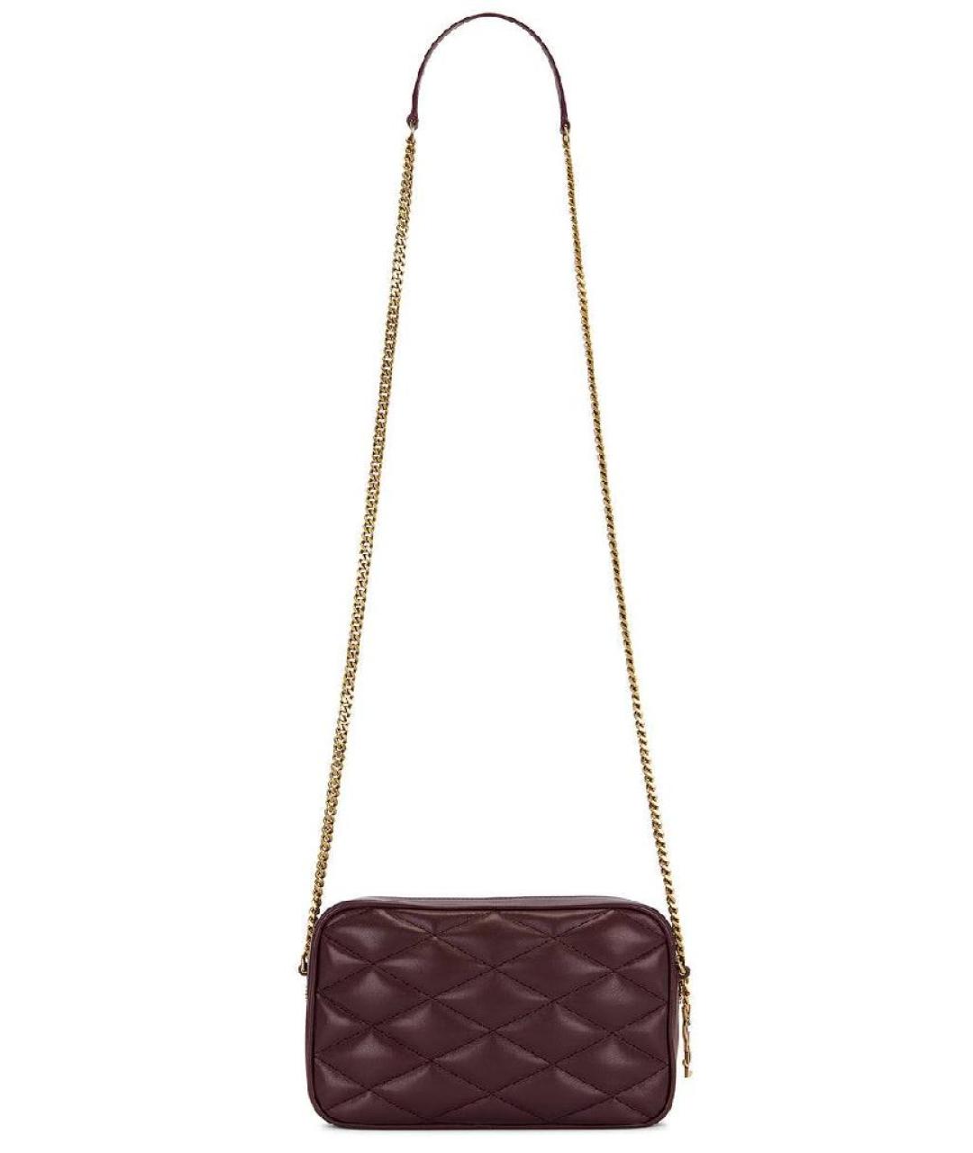 SAINT LAURENT Бордовая кожаная сумка через плечо, фото 5