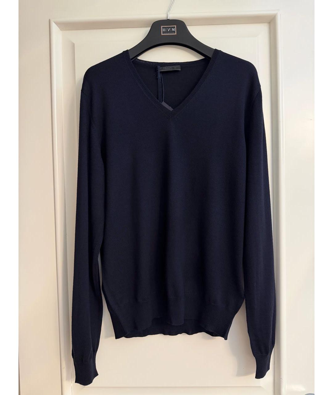 PRADA Темно-синий шерстяной джемпер / свитер, фото 9