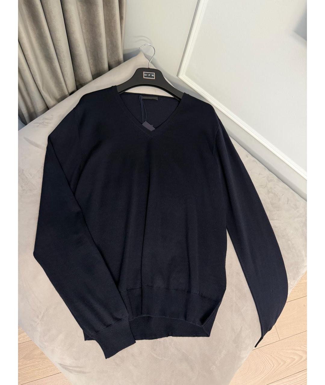 PRADA Темно-синий шерстяной джемпер / свитер, фото 3