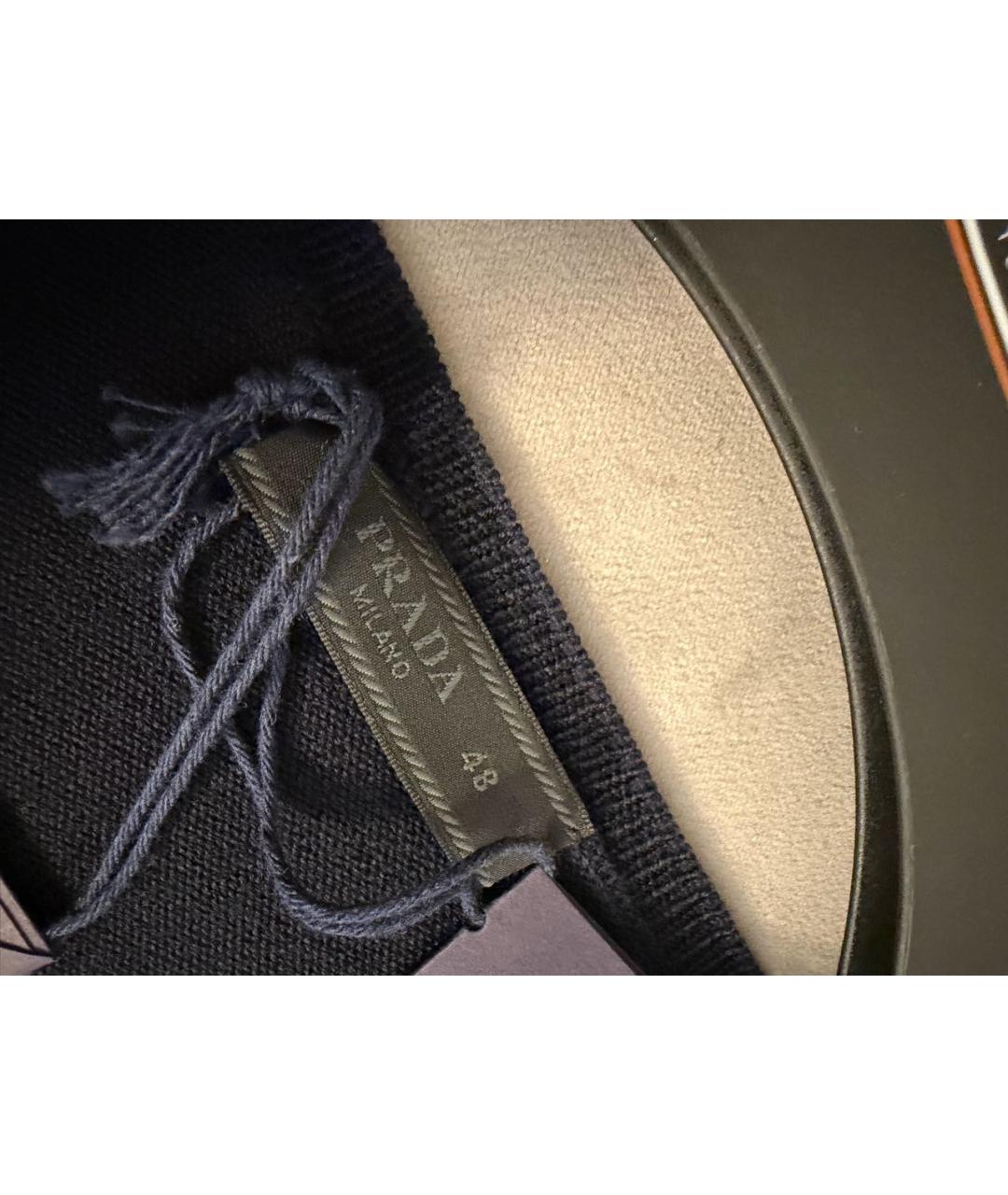 PRADA Темно-синий шерстяной джемпер / свитер, фото 4