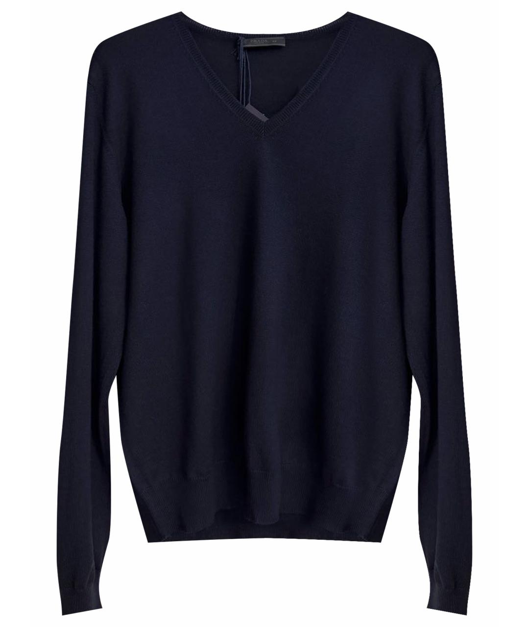 PRADA Темно-синий шерстяной джемпер / свитер, фото 1