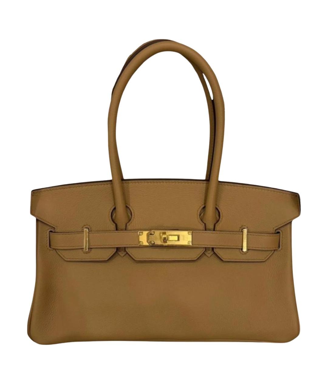 HERMES Коричневая кожаная сумка с короткими ручками, фото 1