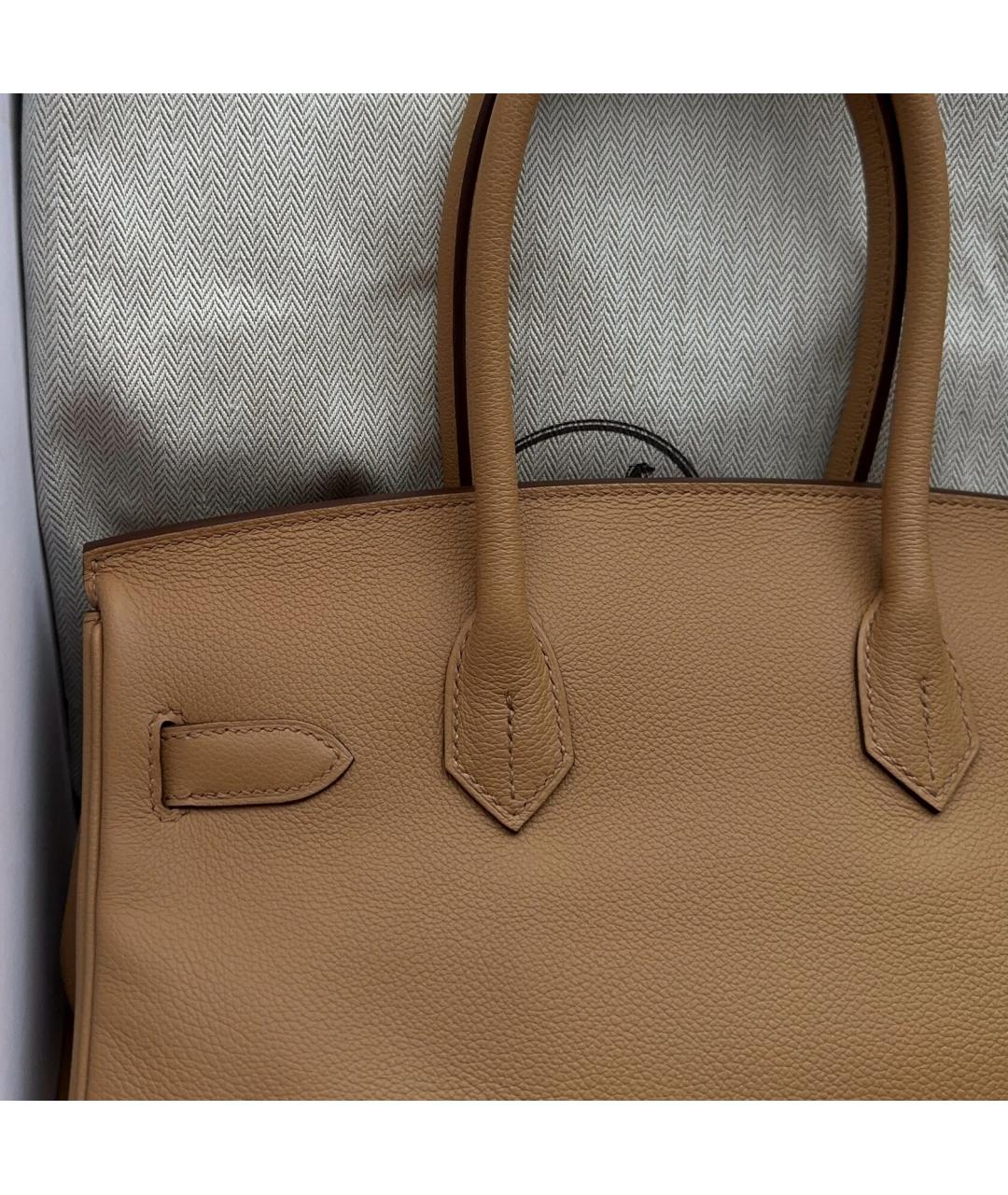 HERMES Коричневая кожаная сумка с короткими ручками, фото 5