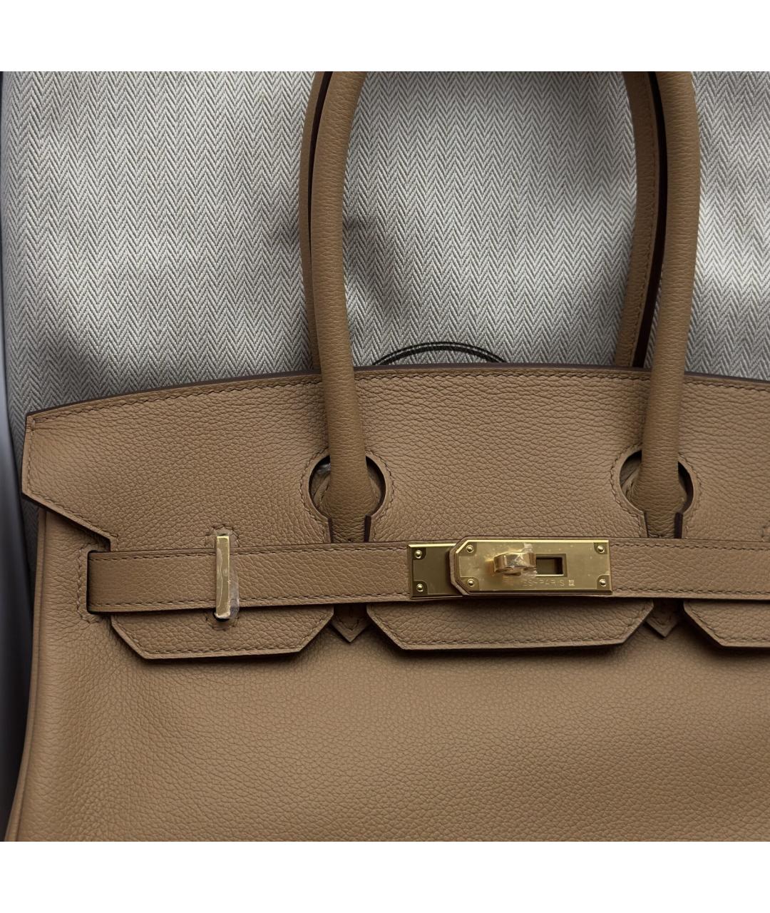 HERMES Коричневая кожаная сумка с короткими ручками, фото 4