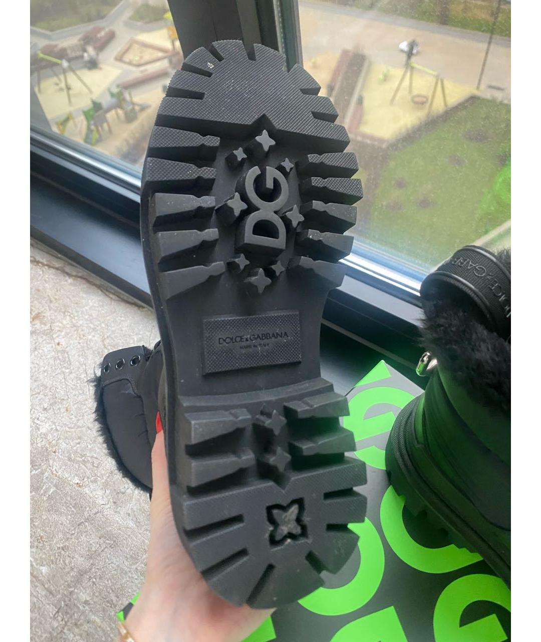 DOLCE&GABBANA Черные кожаные ботинки, фото 5