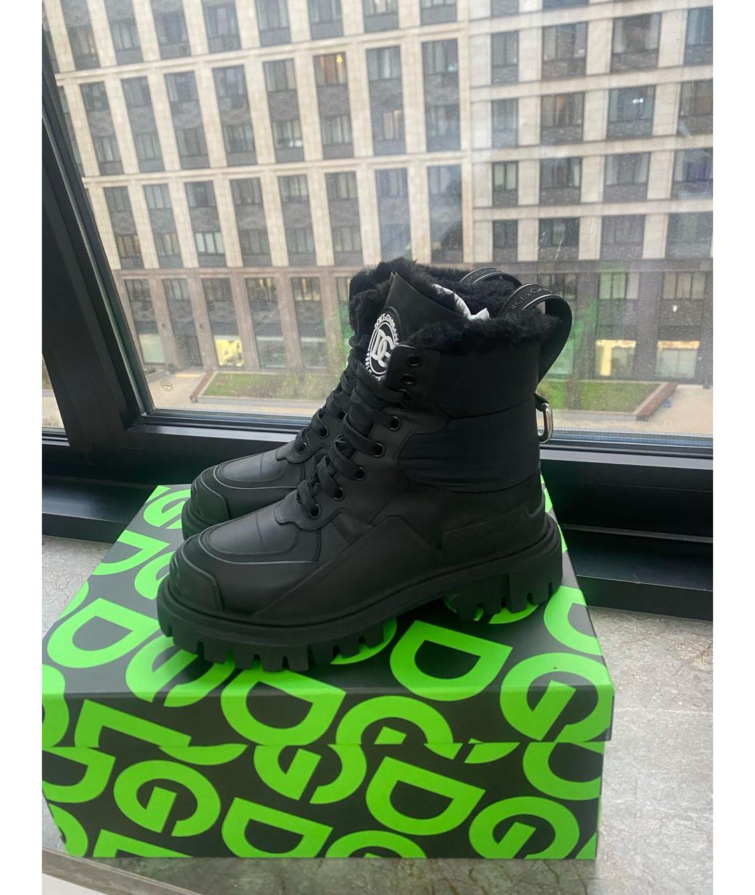 DOLCE&GABBANA Черные кожаные ботинки, фото 6