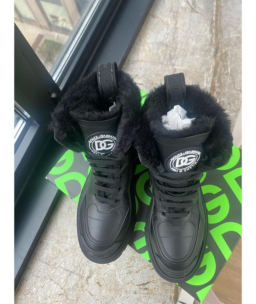 DOLCE&GABBANA Черные кожаные ботинки, фото 3