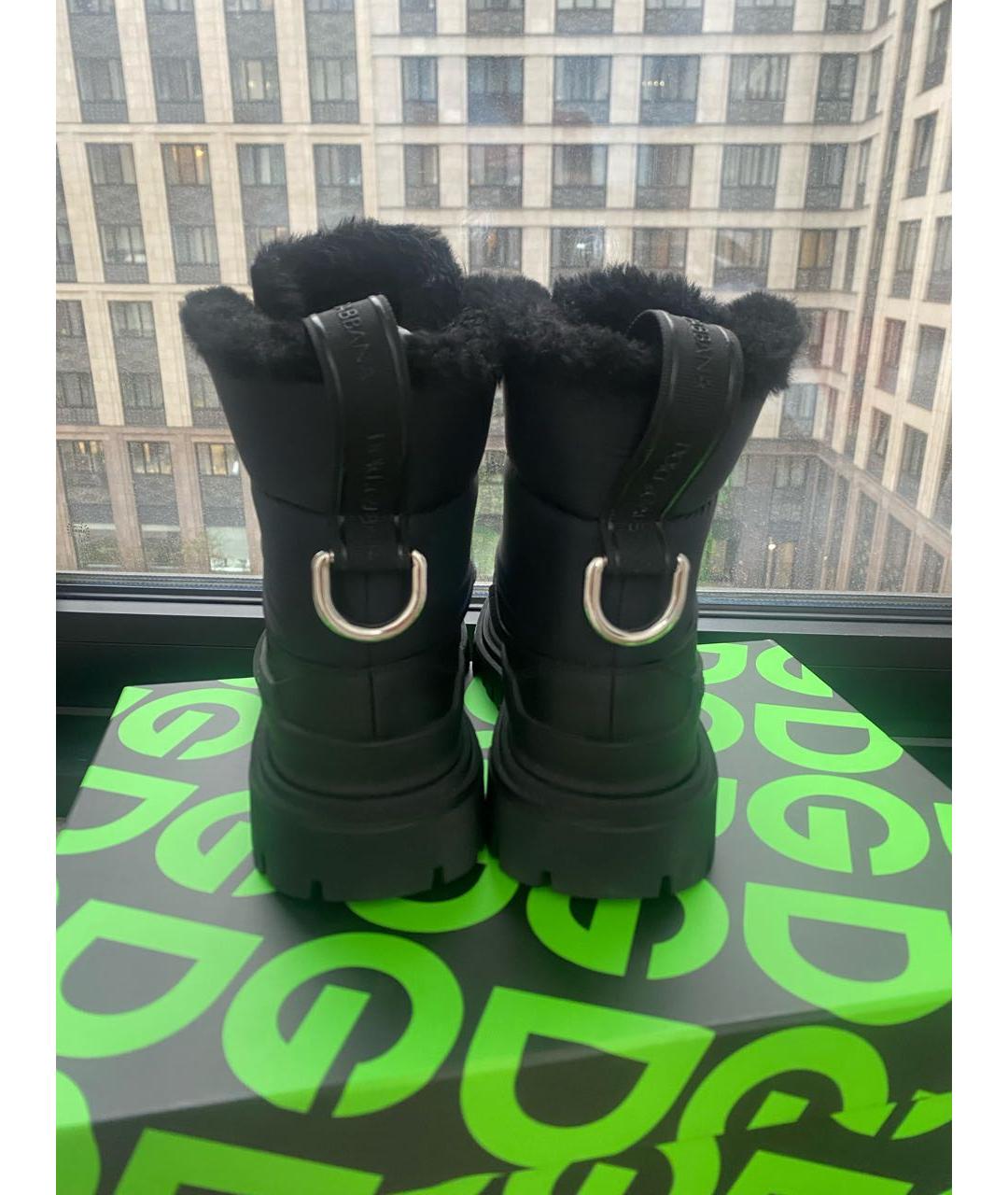 DOLCE&GABBANA Черные кожаные ботинки, фото 4