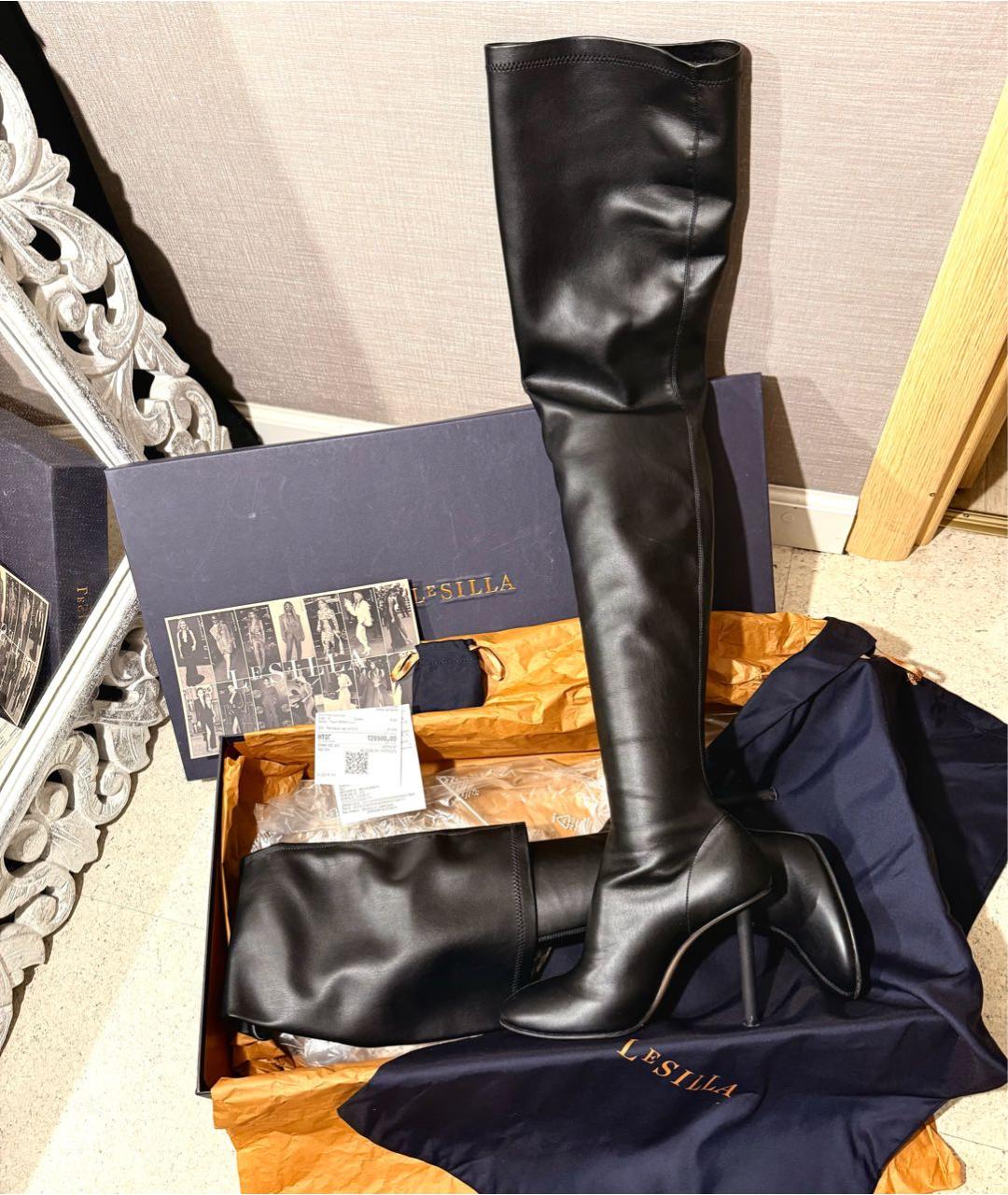 LE SILLA Черные кожаные ботфорты, фото 7