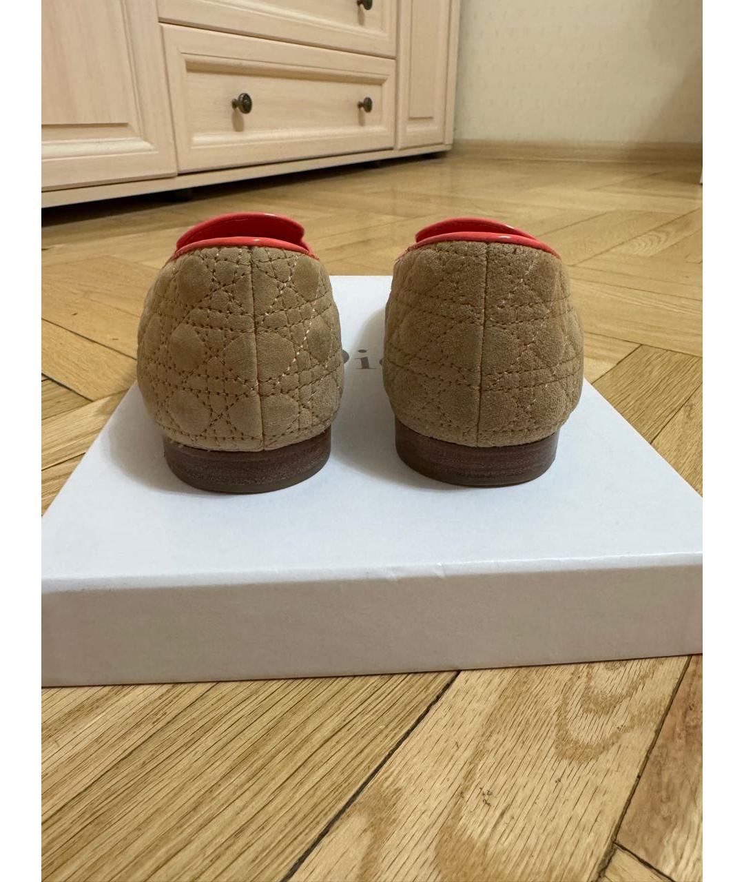 CHRISTIAN DIOR Бежевые бархатные лоферы, фото 4