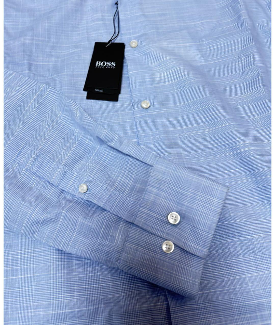 HUGO BOSS Голубая хлопковая классическая рубашка, фото 4