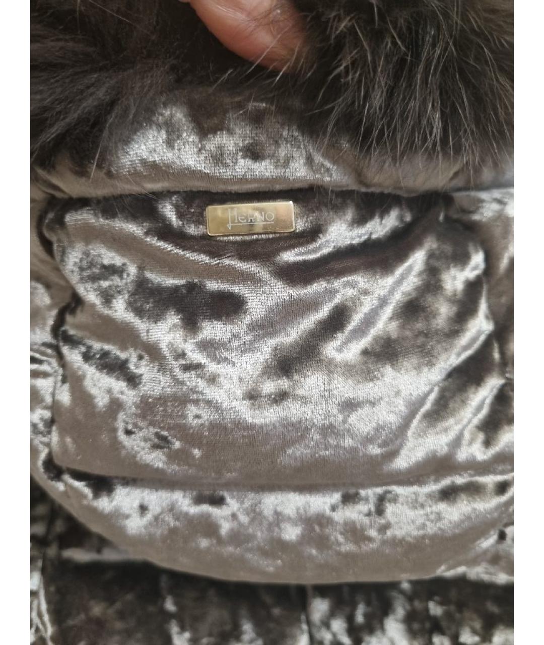 HERNO Серый бархатный пуховик, фото 4
