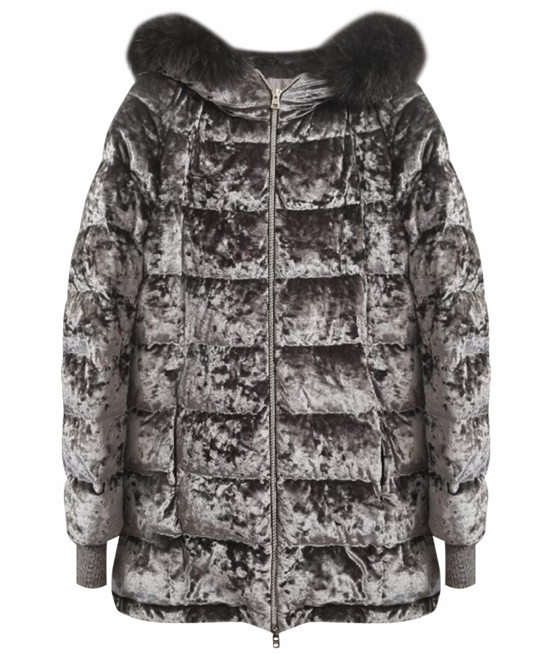 HERNO Серый бархатный пуховик, фото 1