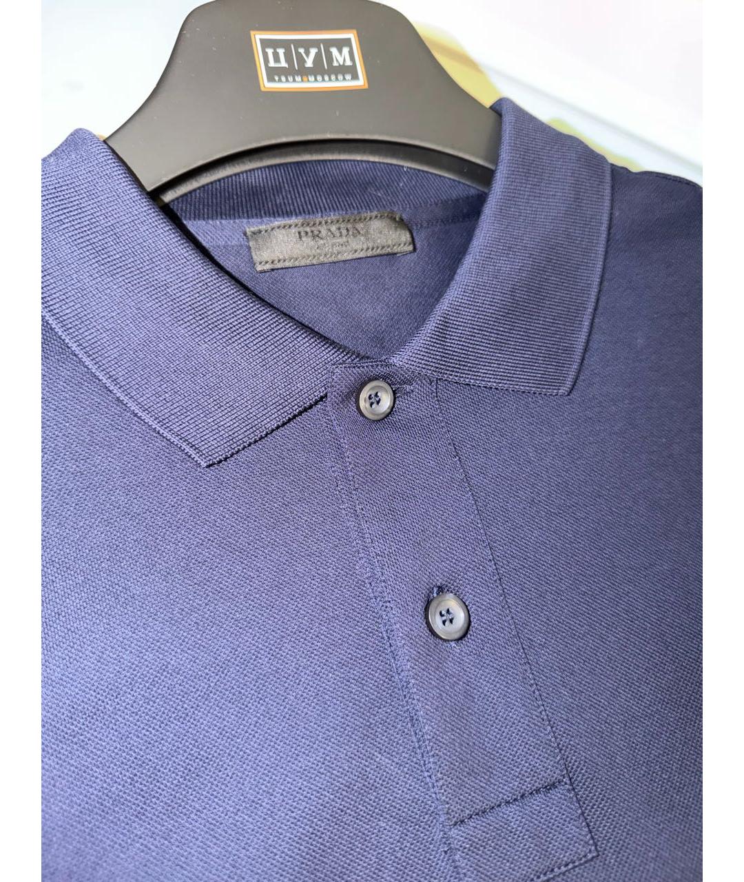 PRADA Темно-синее хлопковое поло с коротким рукавом, фото 6