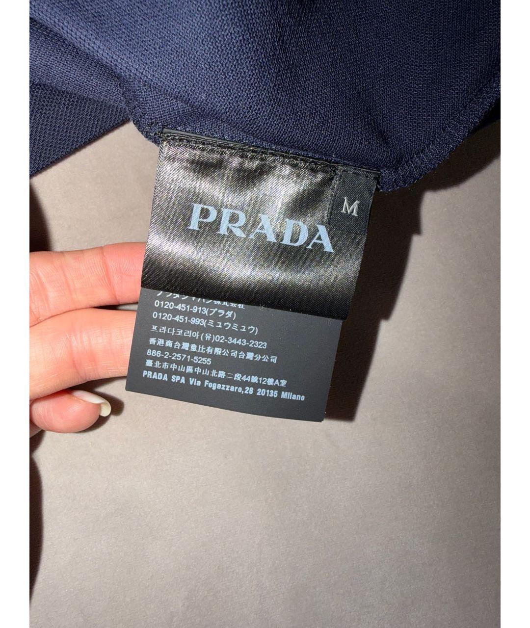 PRADA Темно-синее хлопковое поло с коротким рукавом, фото 8