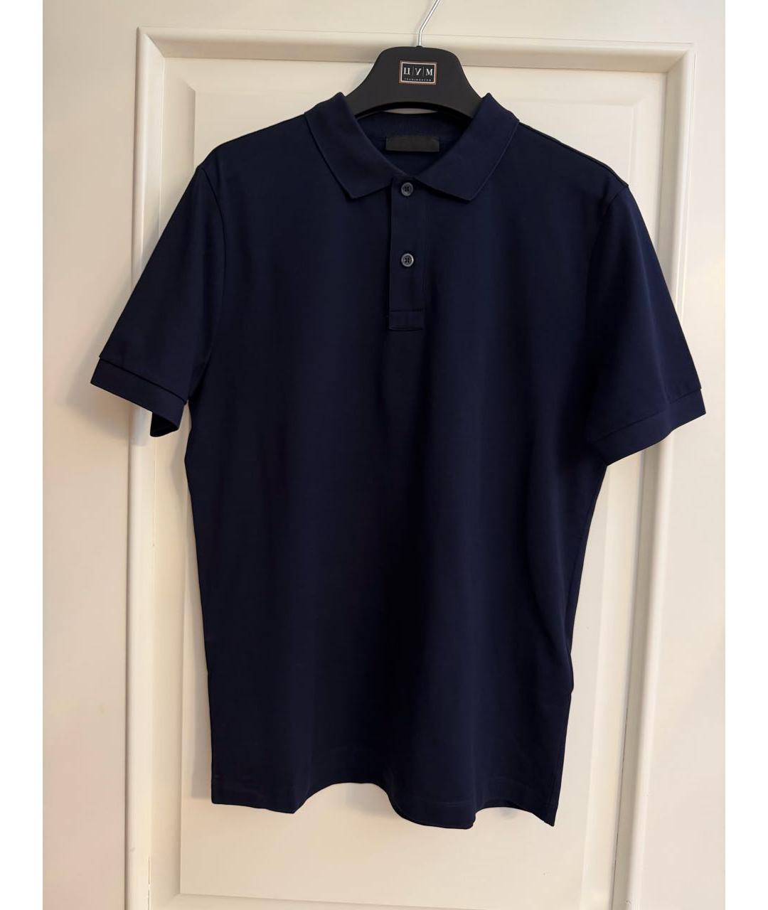 PRADA Темно-синее хлопковое поло с коротким рукавом, фото 2