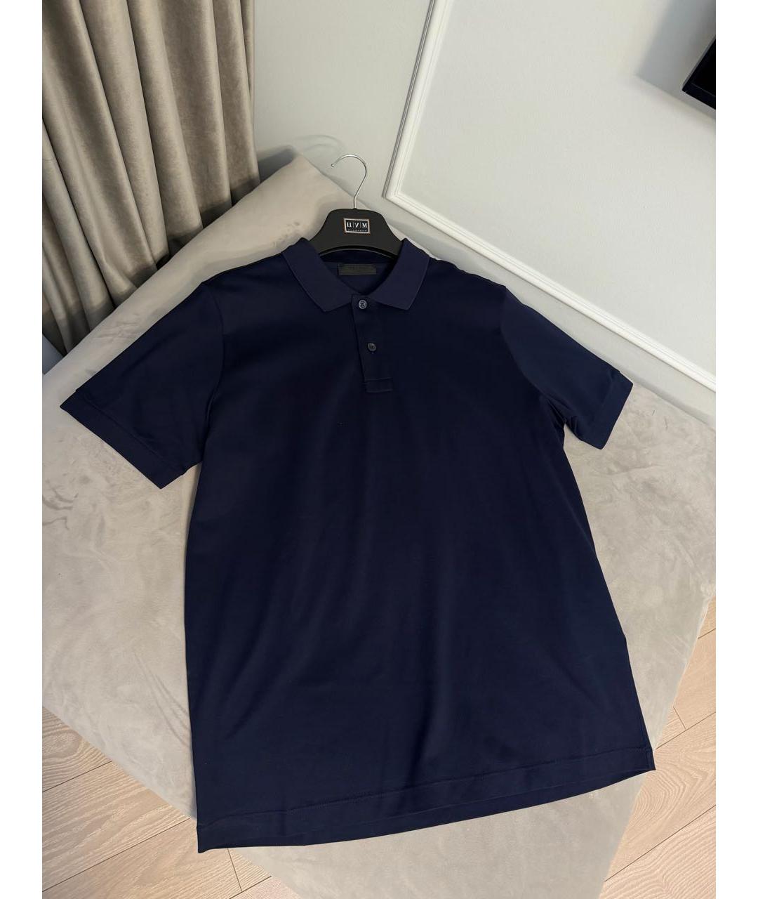 PRADA Темно-синее хлопковое поло с коротким рукавом, фото 3