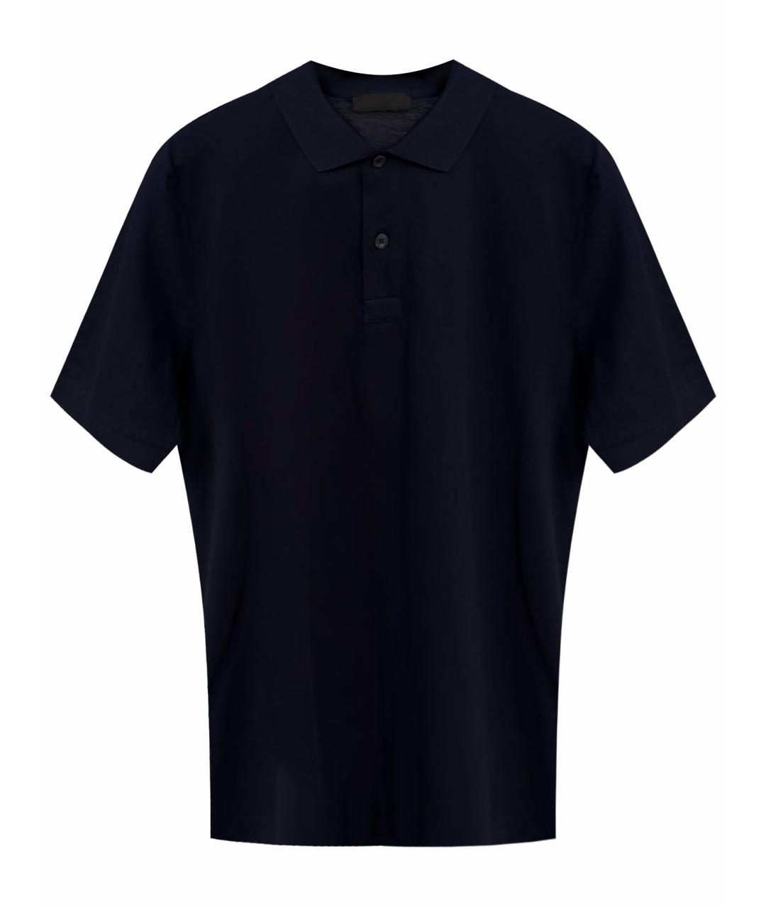 PRADA Темно-синее хлопковое поло с коротким рукавом, фото 1
