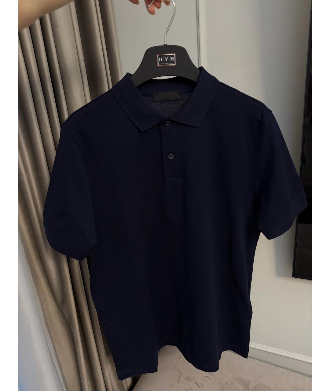 PRADA Темно-синее хлопковое поло с коротким рукавом, фото 9