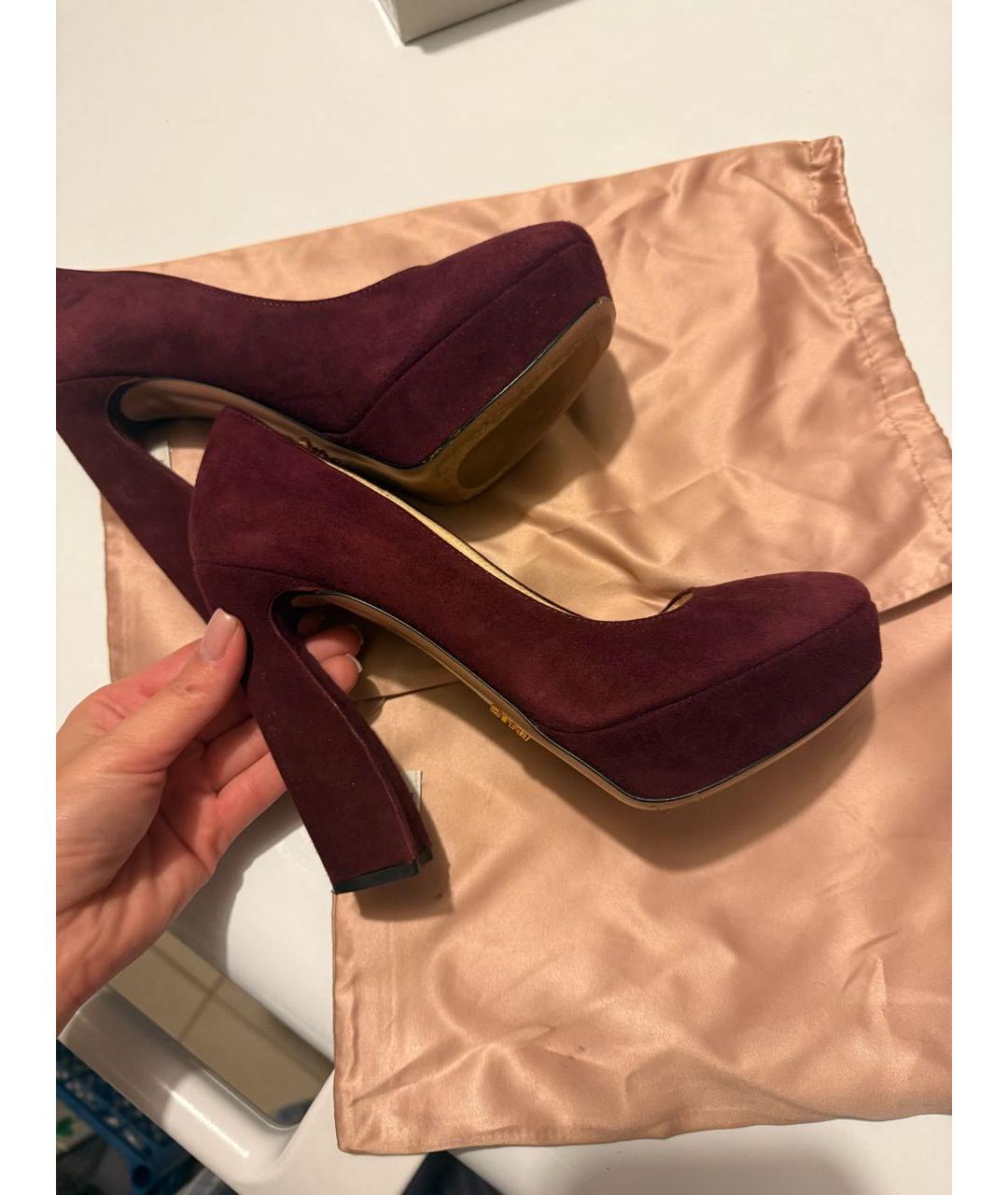 PRADA Бордовые замшевые туфли, фото 7