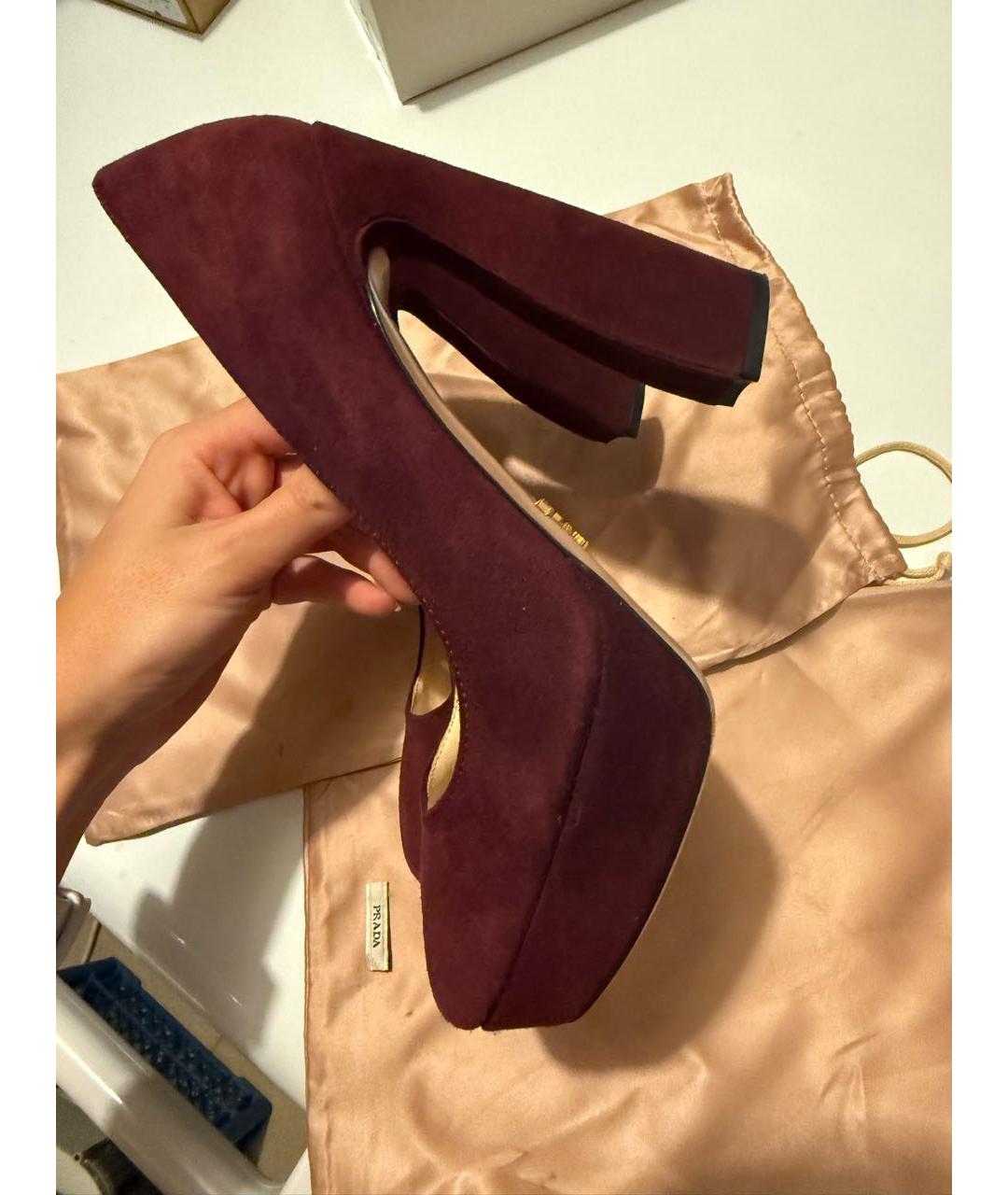 PRADA Бордовые замшевые туфли, фото 6