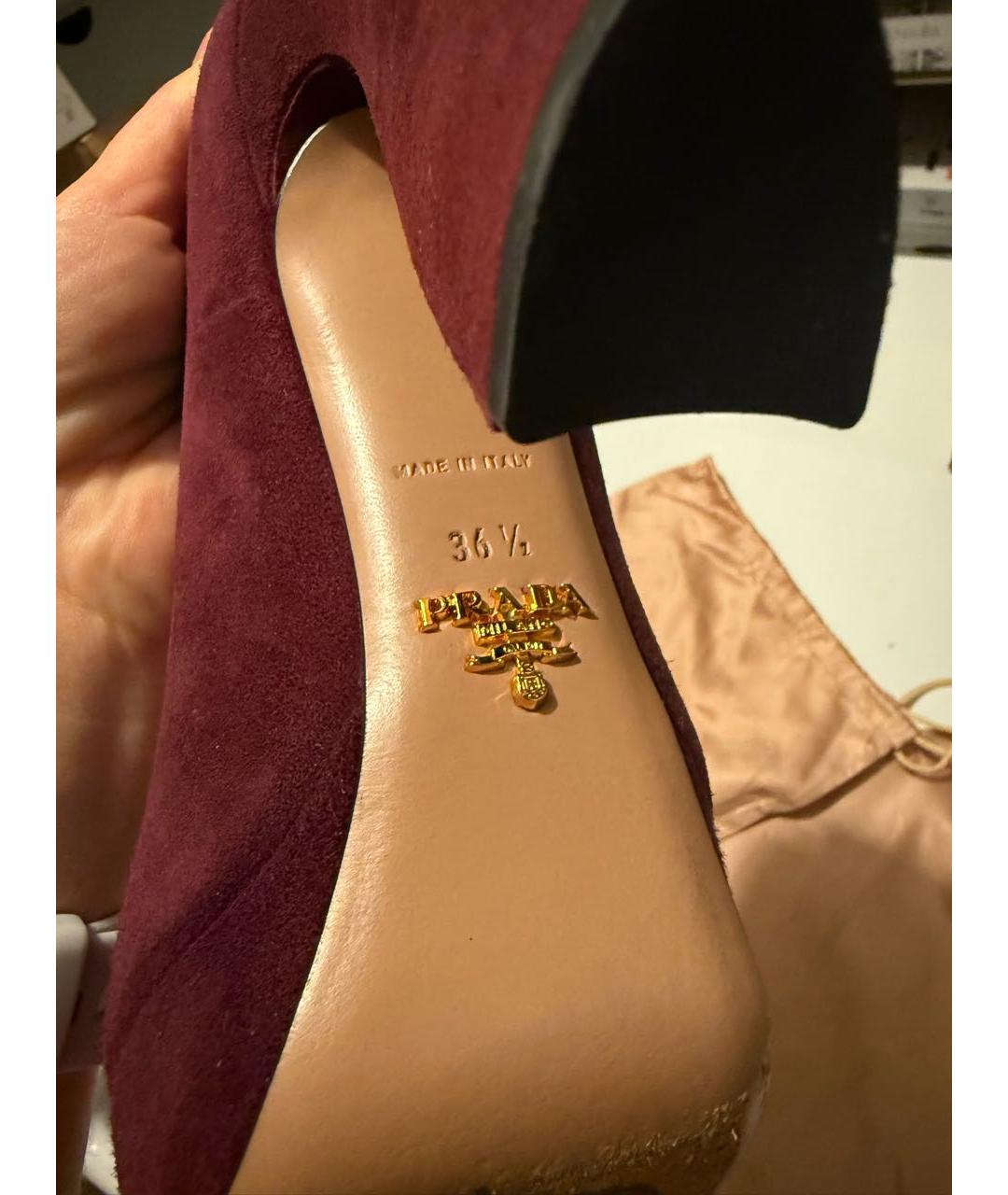 PRADA Бордовые замшевые туфли, фото 5