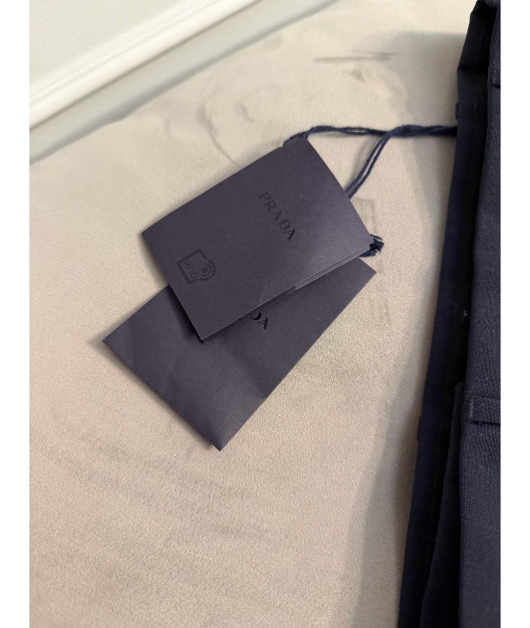 PRADA Темно-синие шерстяные классические брюки, фото 3