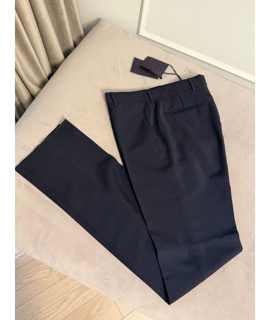 PRADA Темно-синие шерстяные классические брюки, фото 2