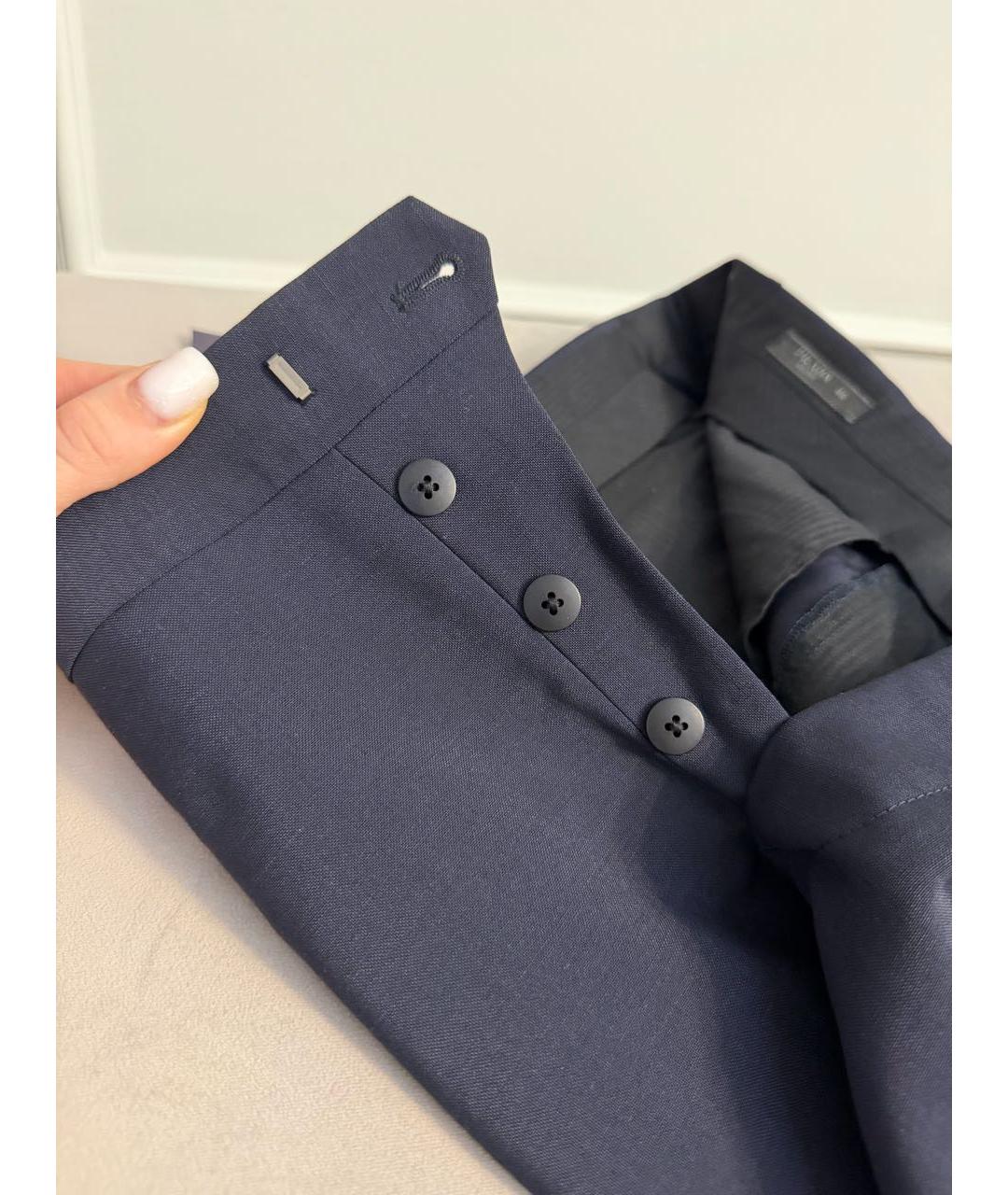 PRADA Темно-синие шерстяные классические брюки, фото 5