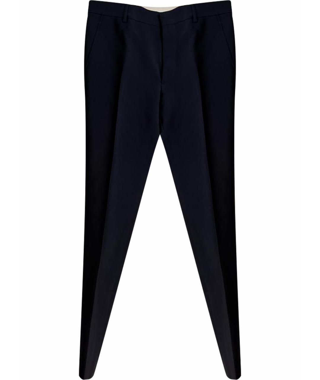 PRADA Темно-синие шерстяные классические брюки, фото 1