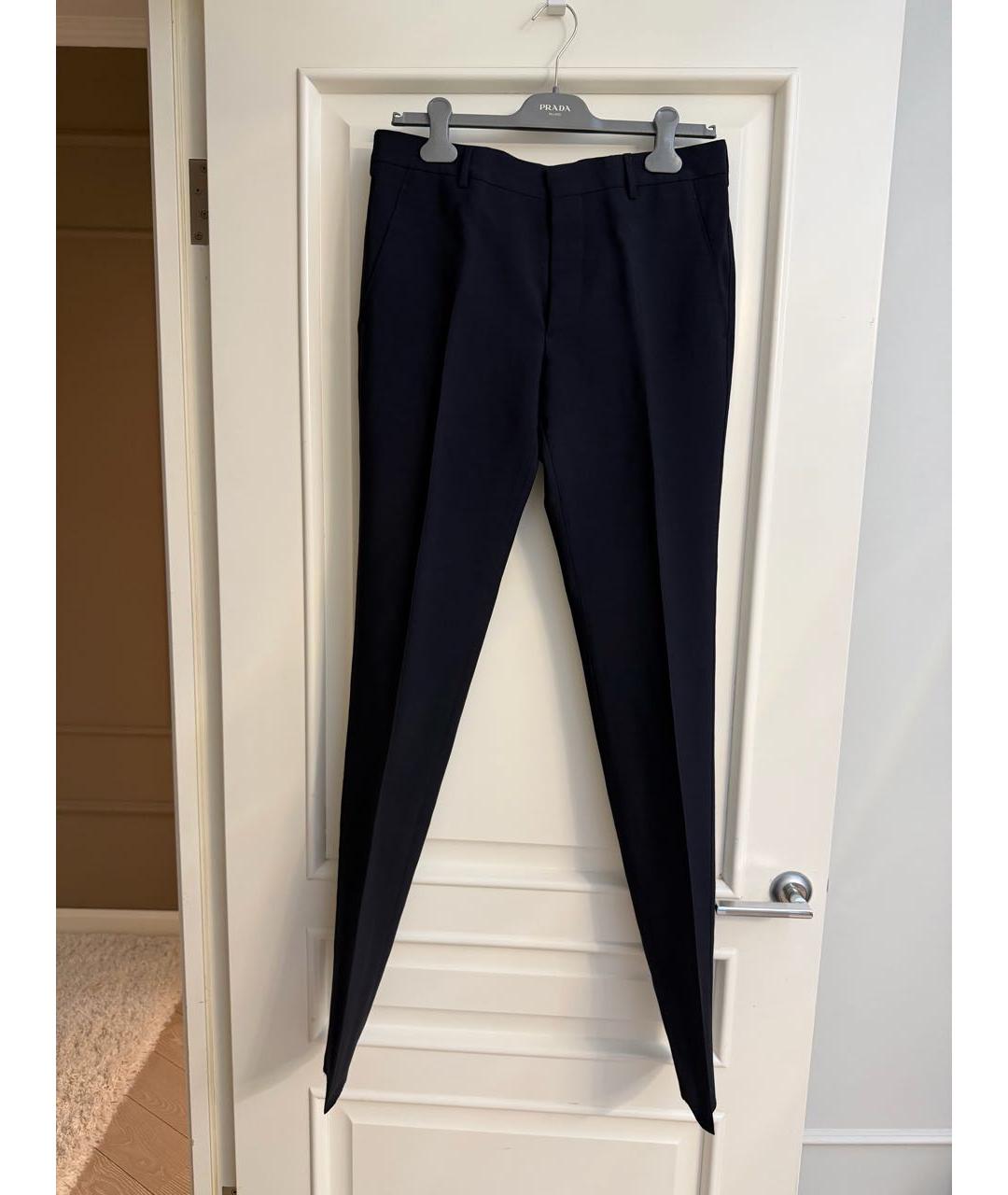 PRADA Темно-синие шерстяные классические брюки, фото 9