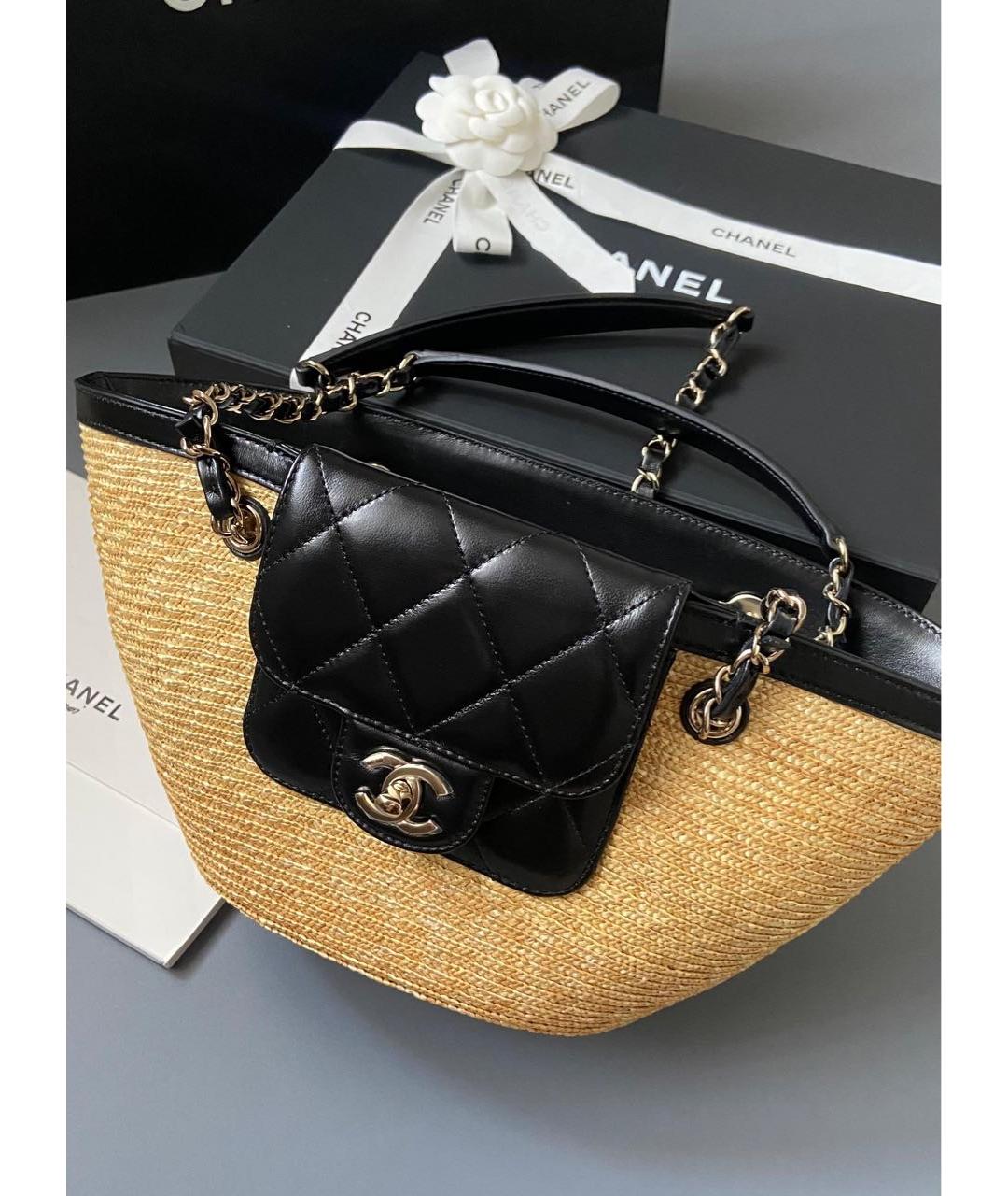 CHANEL Черная кожаная сумка тоут, фото 4