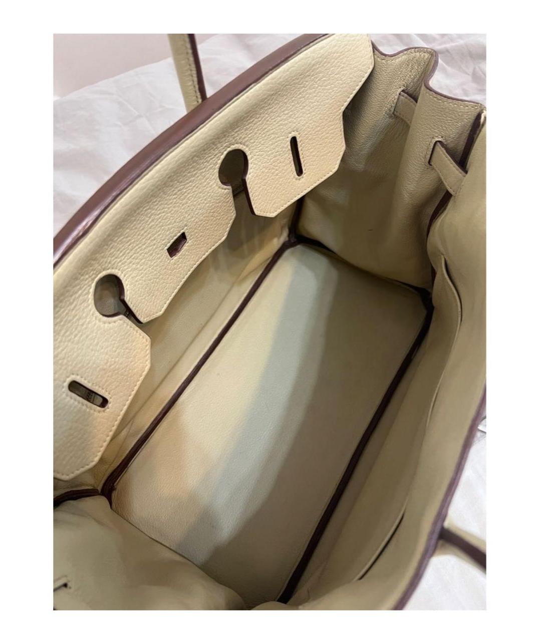 HERMES Бежевая кожаная сумка с короткими ручками, фото 4