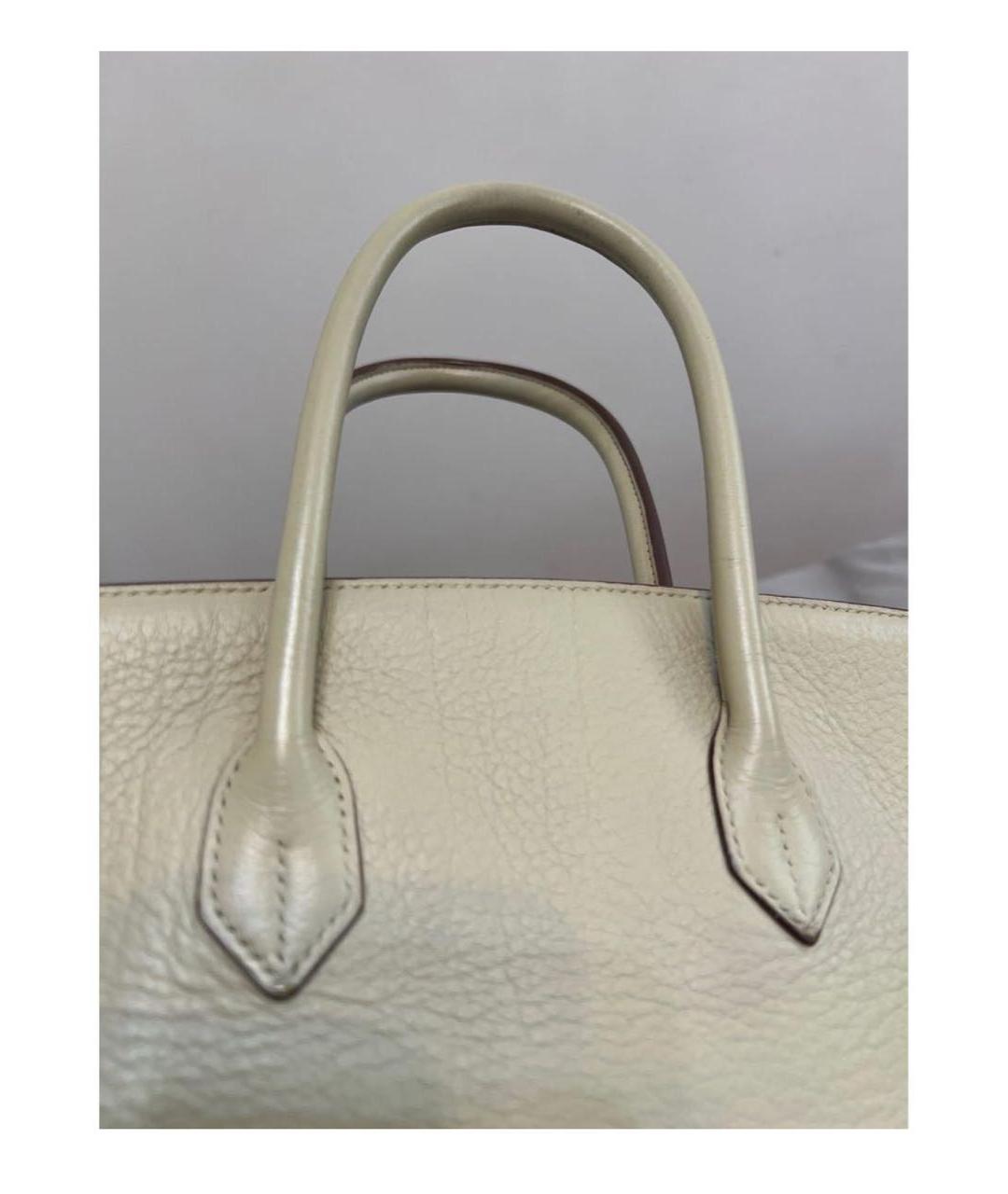 HERMES Бежевая кожаная сумка с короткими ручками, фото 7