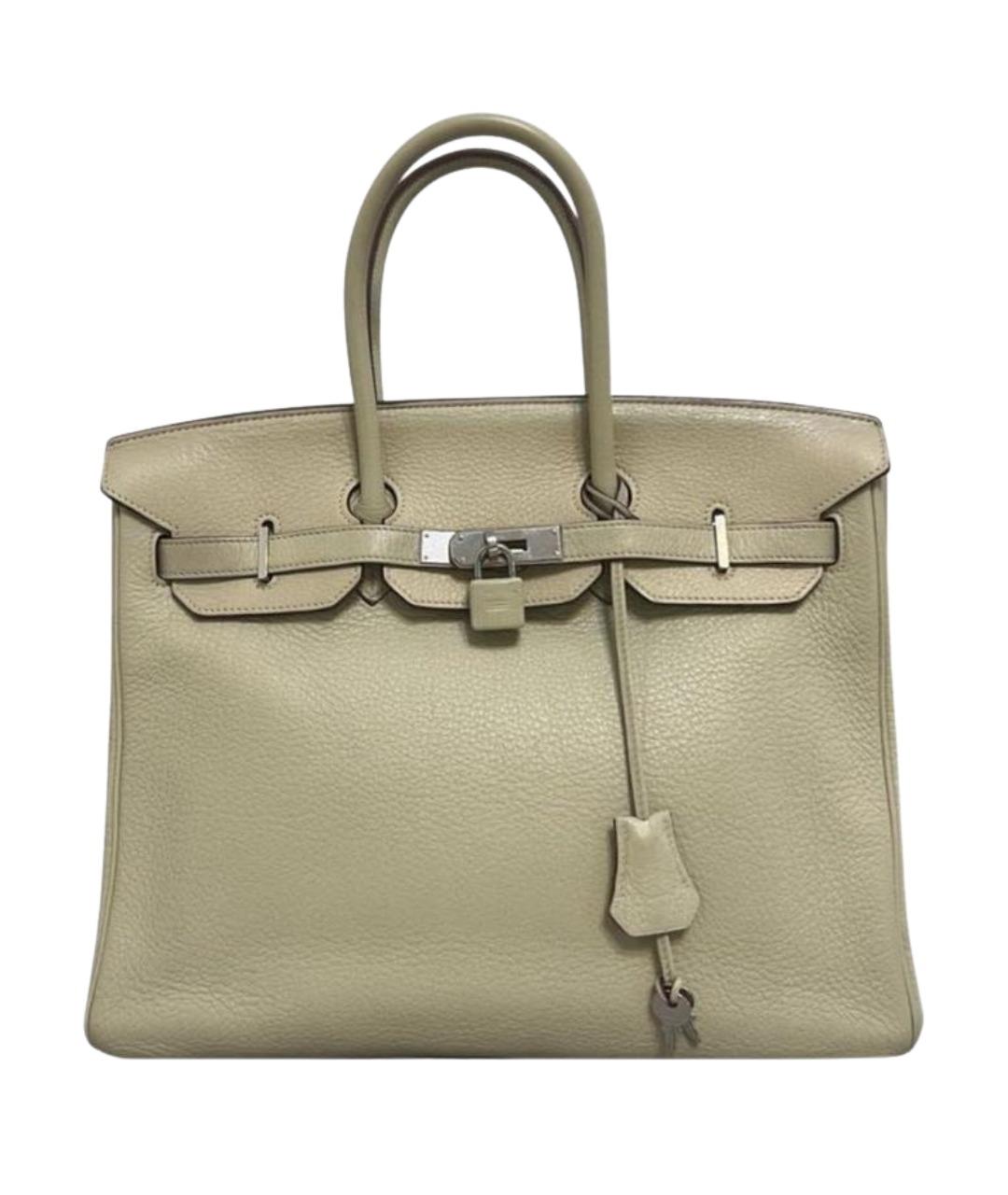 HERMES Бежевая кожаная сумка с короткими ручками, фото 1