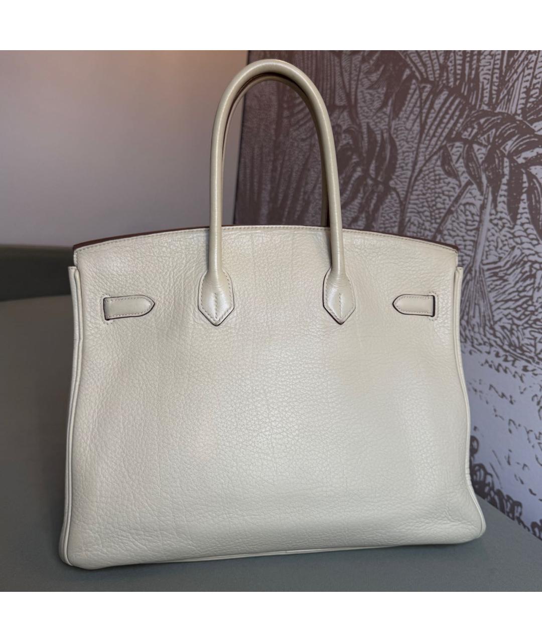 HERMES Бежевая кожаная сумка с короткими ручками, фото 3