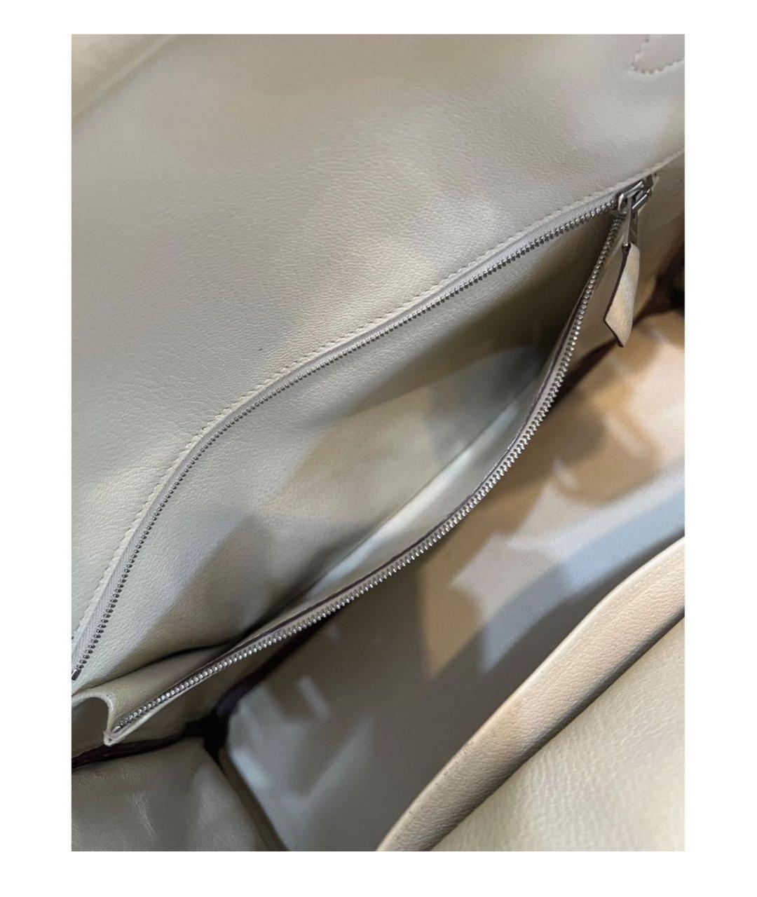 HERMES Бежевая кожаная сумка с короткими ручками, фото 8