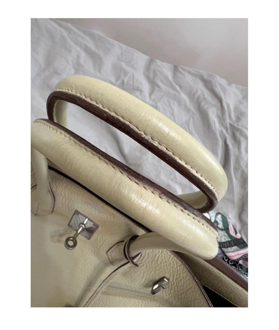 HERMES Бежевая кожаная сумка с короткими ручками, фото 5