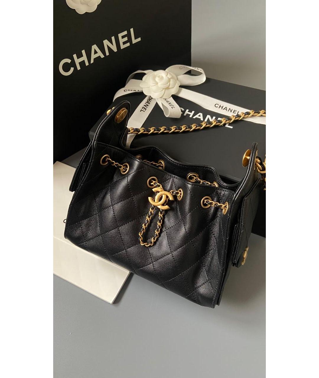 CHANEL Черная кожаная сумка тоут, фото 2